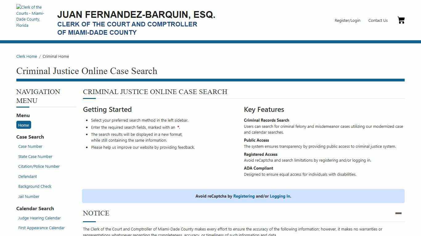 Criminal Home – Criminal Justice Online Case Search